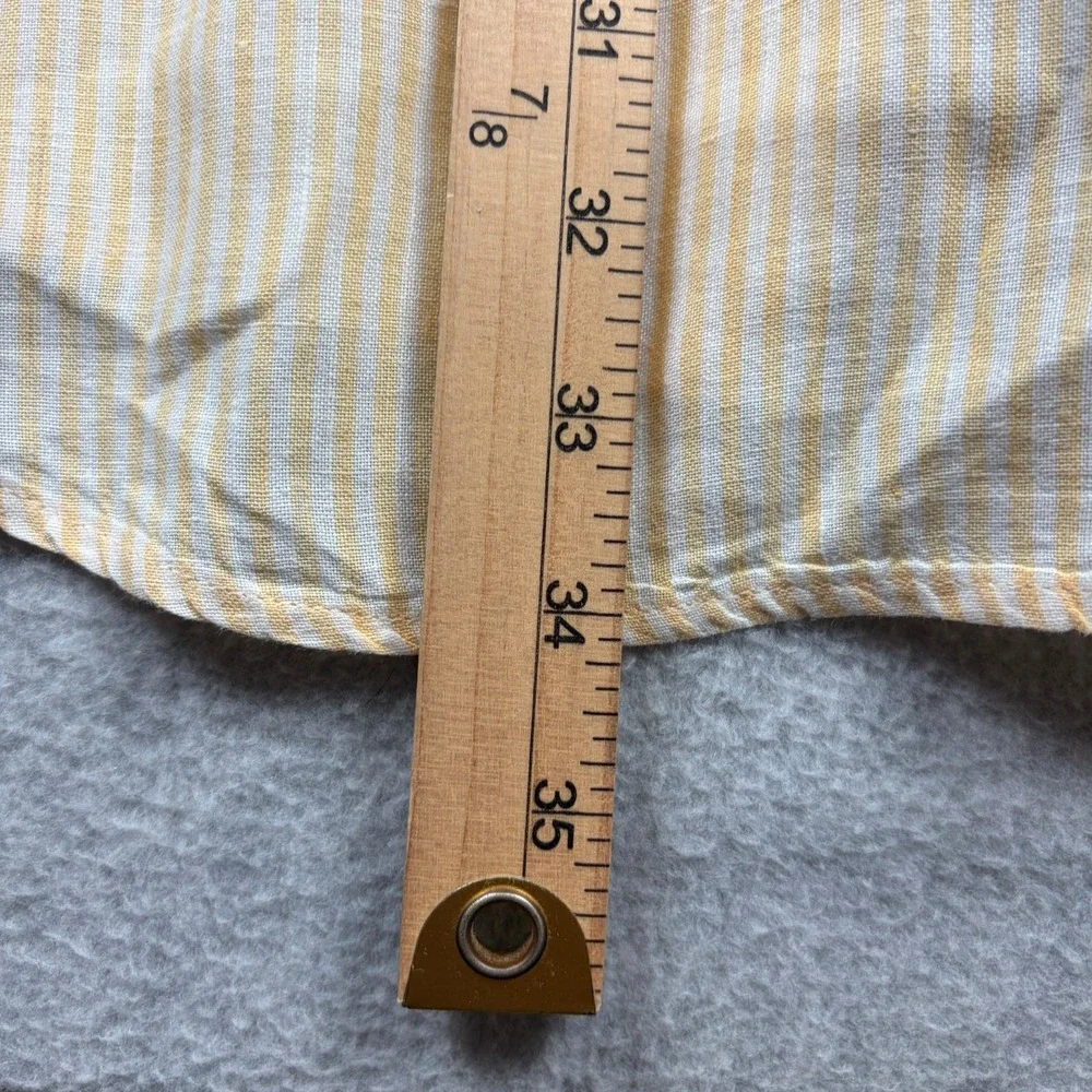 Banana Republic Shirt Mens XL Yellow University Stripe 100% Linen Button Up Y2K